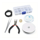 1 Box Platinum/Golden DIY Earring Bracelet Necklace Making Kit, Including Elastic Thread, Cowhide Leather Cord, Alloy Clasps, Stainless Steel Eye Hooks, Brass Rings, Tweezers, Pliers