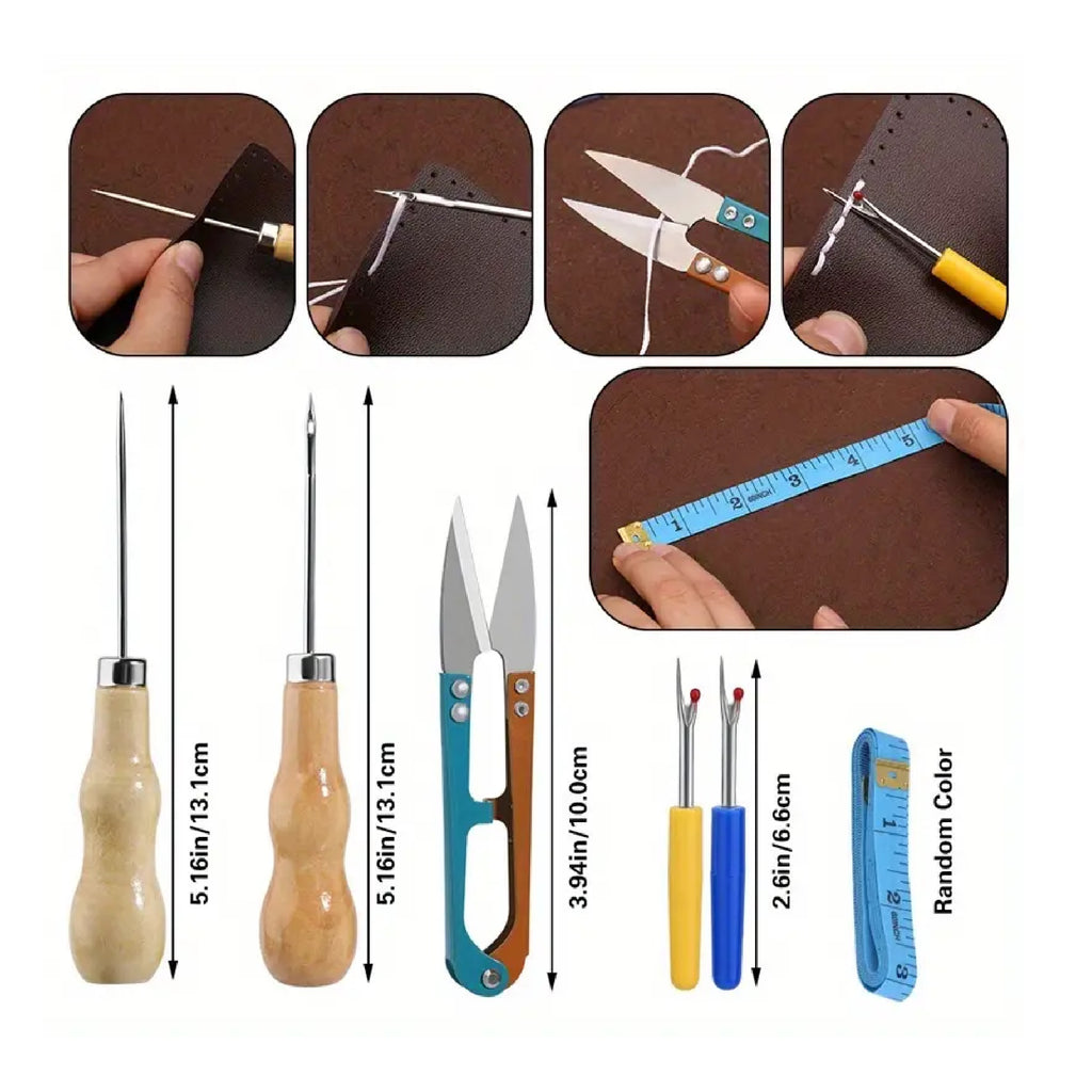 Upholstery Repair Sewing Kit Heavy Duty Sewing Kit with Sewing Awl, Seam  Ripper, Hand Sewing Stitching Needles, Sewing Thread, Leather Craft Tool Kit  for Shoes Sofa Tent Carpet Leather Craft DIY