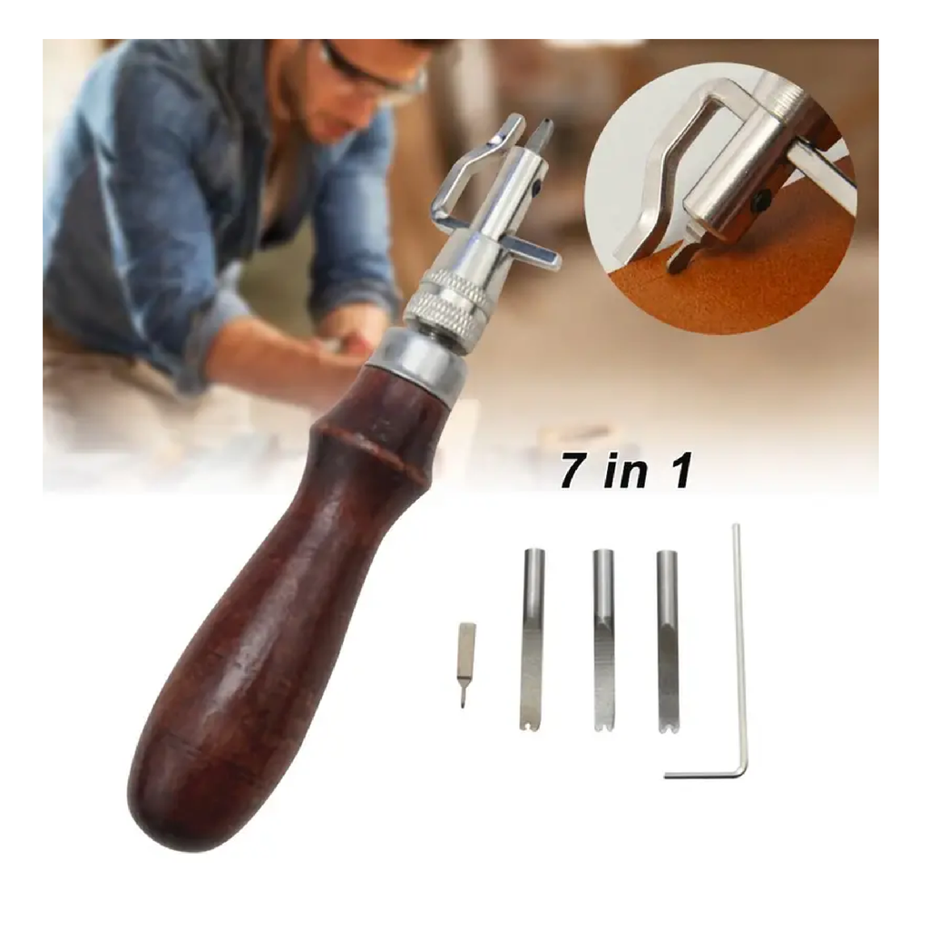 7-In-1 Pro Leather Craft Groover, Creasing Leather Stitching Tool, Edg