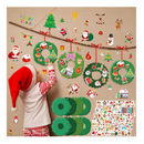 7 x 8 Inch Large 24 Pcs Christmas Cutouts and 12 Pcs Stickers for Kids Christmas Wreaths Crafts DIY Xmas Wreath Cutouts Mini Christmas Wreath Paper Cuts for Classroom Bulletin Board Supplies