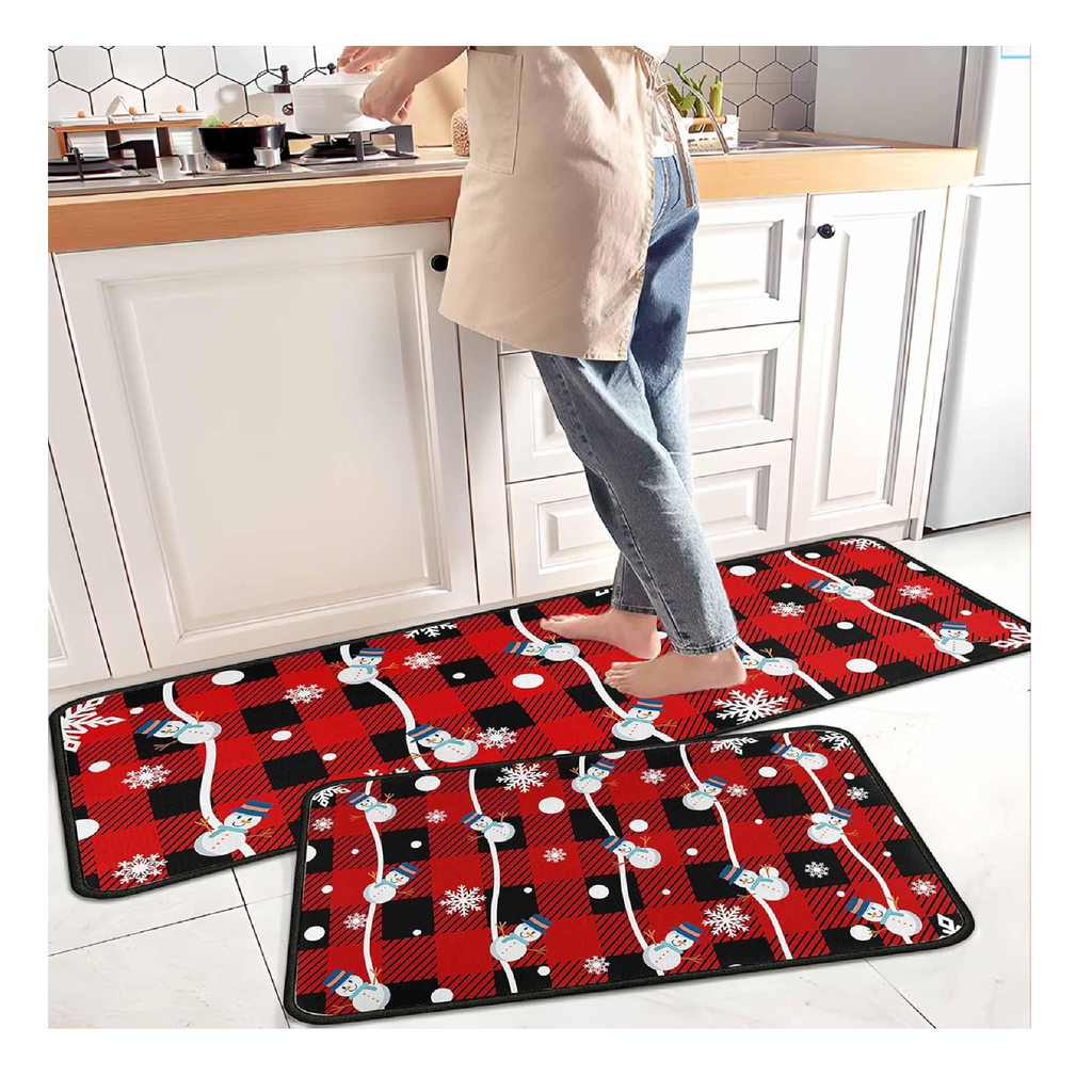 ARKENY Christmas Kitchen Towels Set of 2,Black Buffalo Plaid Gnome Red