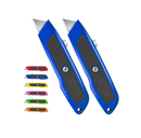 DIYSELF | Set Of 2 Retractable Box Cutters | Tool To Open Boxes | Exact Knife | Aluminum Alloy And Non-Slip Rubber Handle