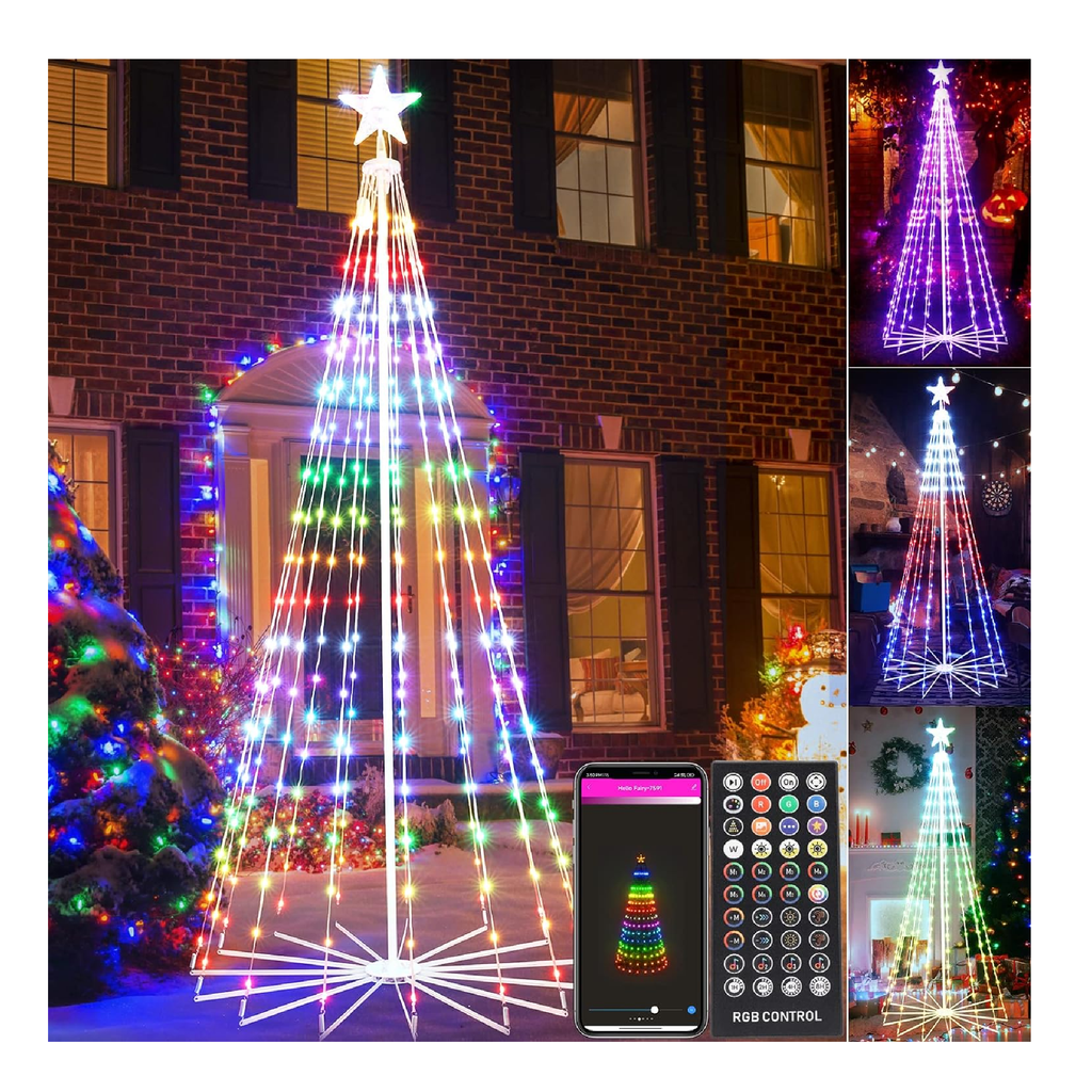 DIY Smart Christmas Tree Led Light Bluetooth APP Remote Control RGB String  Fairy Lights with Star Topper for Xmas New Year Decor