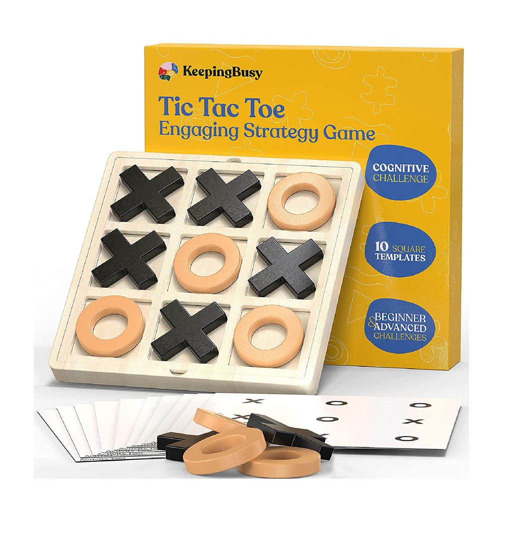 Glintoper Tic Tac Toe & 4 in a Row Tables Game Set, Classic Board Line Up 4  Game for Living Room Rustic Table Decor and Use as Game Top Wood Guest