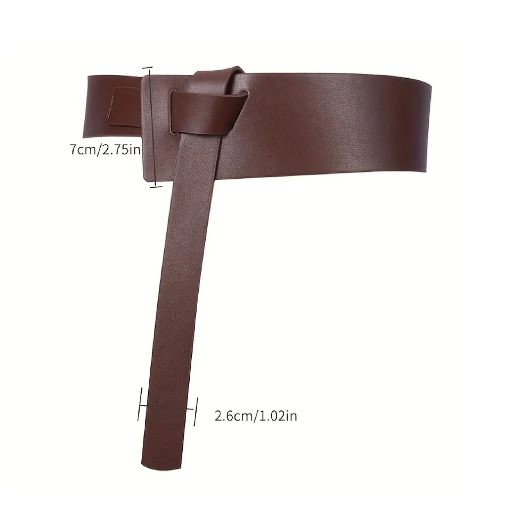 Minimalist Genuine Leather Wide Belt Vintage Knotted Waist Belt Busine