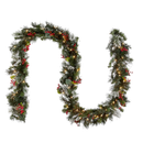 National Tree Company Pre-Lit Artificial Christmas Garland, Green, Wintry Pine, White Lights, Decorated with Pine Cones, Berry Clusters, Plug In, Christmas Collection, 9 Feet