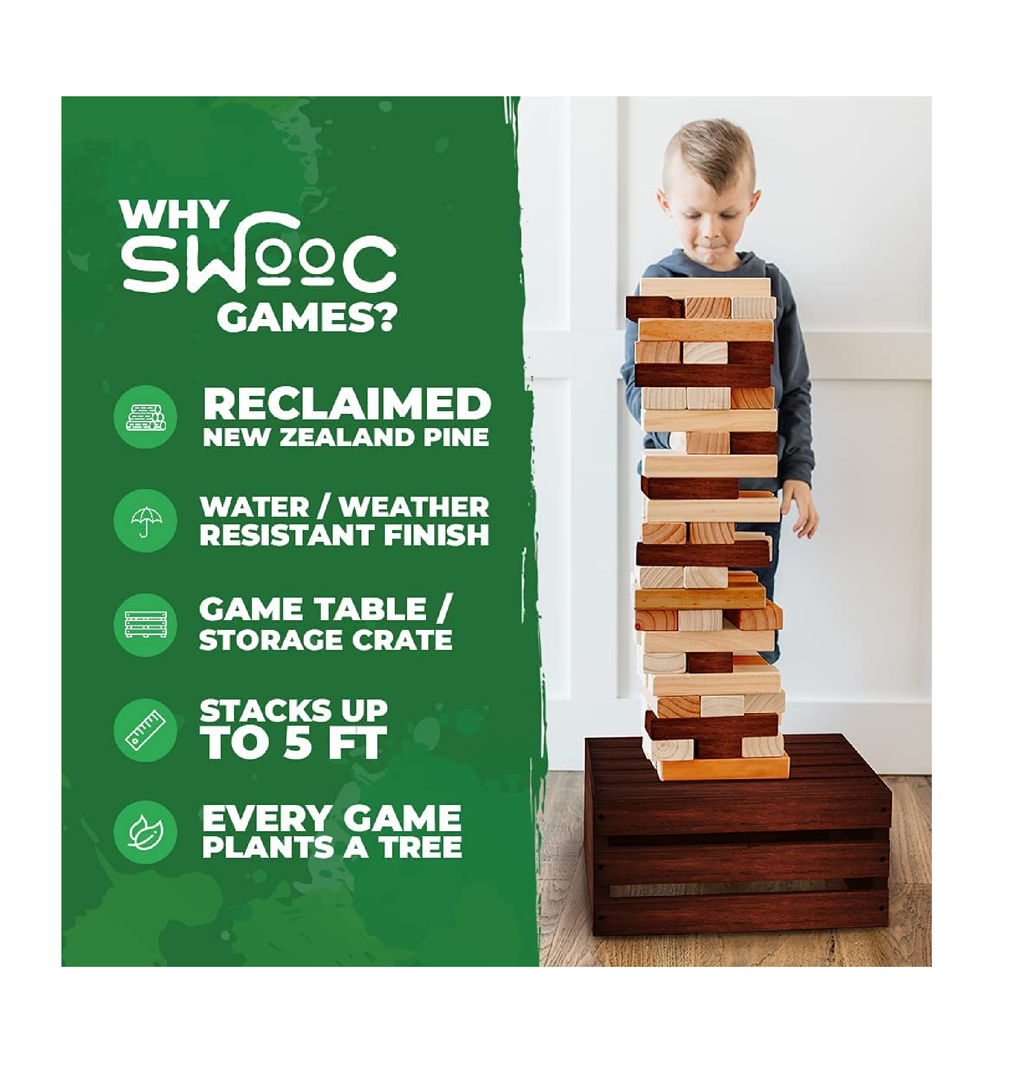  SWOOC Games - Giant Wooden Tic Tac Toe Game (All