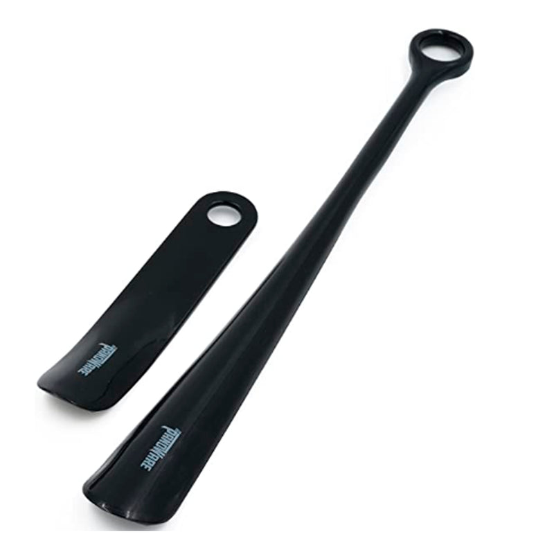 Panoware Set of 2, Extra Long Handle Shoe Horn and Travel Shoe Horn, Black