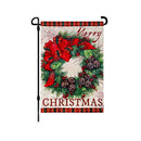 LUTER 12x18inch Merry Christmas Garden Garland Flag, Double Sided Burlap Plaid Edge Decorative Wreath Buffalo Burlap Garden