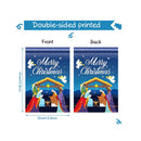 Merry Christmas Garden Flag Nativity Scene Yard House Flag Double Sided Traditional Winter Holiday Scene Flag Rustic Christmas