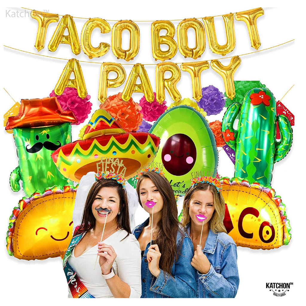 KatchOn, Fiesta Balloons for Fiesta Party Decorations - Pack of 7 | Mexican  Balloons, Mexican Themed Party Decorations | Taco Balloon, Taco Birthday