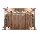 7x5ft Rustic Wood Floral Backdrop for Baby Shower Newborn Studio Picture Photography Retro Wooden
