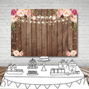 7x5ft Rustic Wood Floral Backdrop for Baby Shower Newborn Studio Picture Photography Retro Wooden