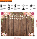 7x5ft Rustic Wood Floral Backdrop for Baby Shower Newborn Studio Picture Photography Retro Wooden