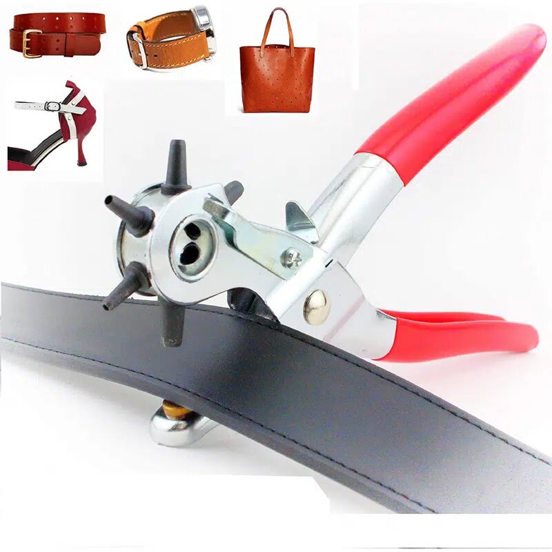 Heavy Duty Belt Leather Round Flat Oval Hole Puncher Punch Revolving Tool  Pliers