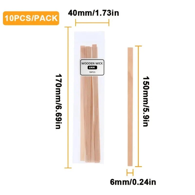 10pcs DIY Wooden Candle Wick, Aromatherapy Slotted Wooden Wick