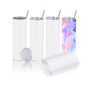 30oz Sublimation Slim Tumbler Set | Stainless Steel Sheets in Bulk with Sublimation Shrink Wrap Films | Color White