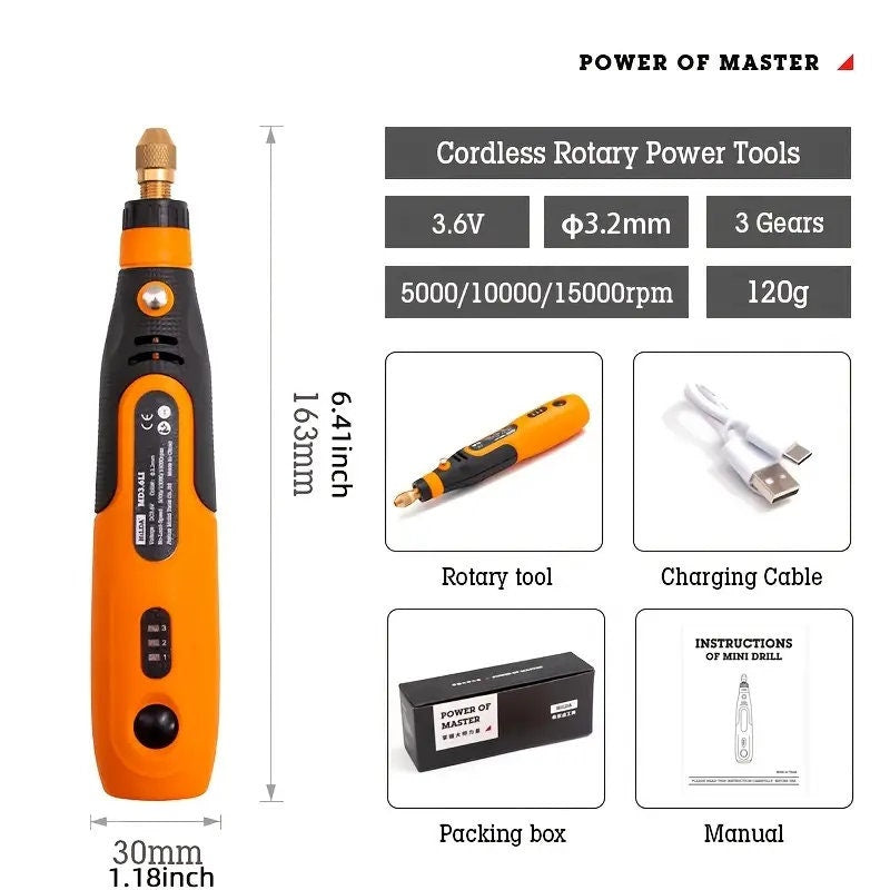 1 Set  Mini Drill Rotary Tool 3.6V Engraving Pen With Grinding Access
