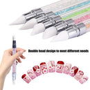 Sularpek 5Pcs Silicone Nail Art Acrylic Pen Brushes | Rhinestone Handle Double-Ended Nail Art Pen