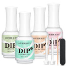 AZUREBEAUTY Dip Powder Liquid Set 15ml/0.5oz | 4+4Pcs Dipping Powder Base Top Coat, Activator, Brush Saver, Nail File Necessary Tools