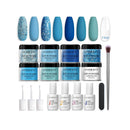 8 Colors Dipping Nail Powder Starter Mermaid Collection | Sky Acrylic Dipping Powder System  | Color Mermaid Blue