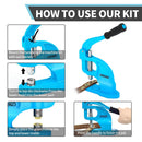 PIKWO Hand Press Heavy Duty Eyelet Grommet Machine Rivet Press Punch Tool Kit with 3 Dies and 900 Pcs Grommets Self Piercing Grommet Maker
