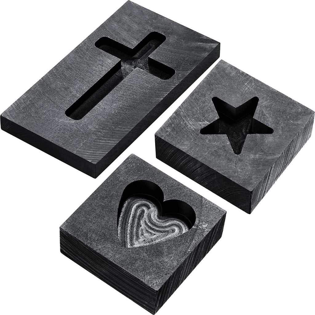 3 Pieces Heart Star Cross Graphite Casting Ingot Mold Metal Refining S