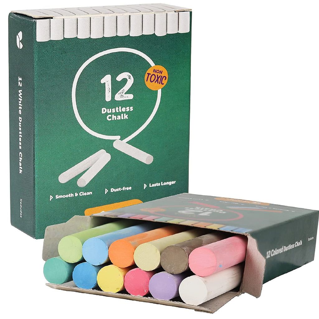 12 Pack Colored Chalk Sidewalk Chalk Outdoor Dustless Washable for  Chalkboard