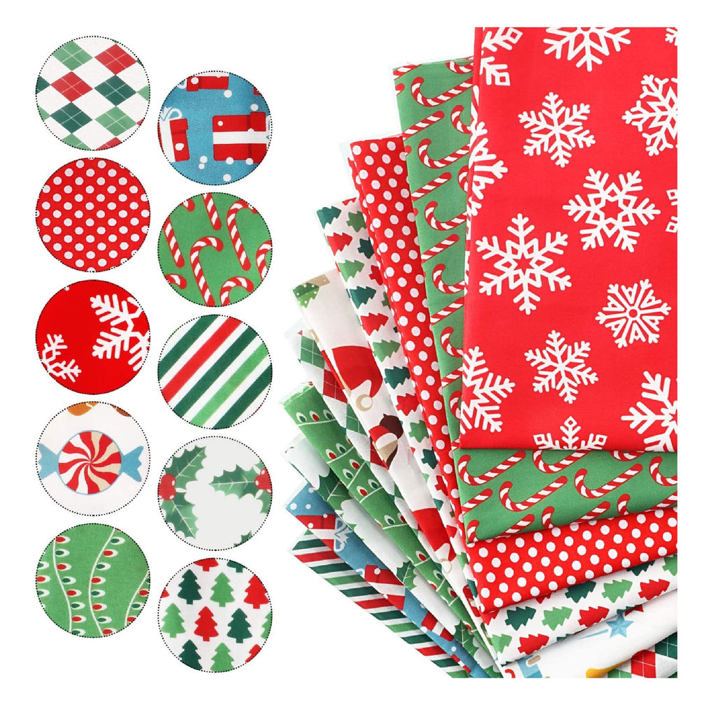 40 Pieces Christmas Fabric Quilting Fabric Squares Fat Quarters Precut  Sewing Fabric Patchwork Christmas Tree Snowflake Printed Fabric Scraps for