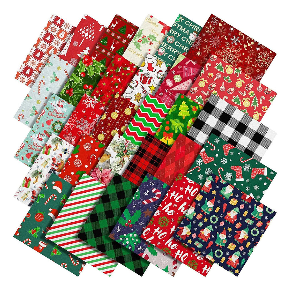 10 Pieces Christmas Fabric Squares Precut 50 x 50 cm/ 19.68 x 19.68 Inch