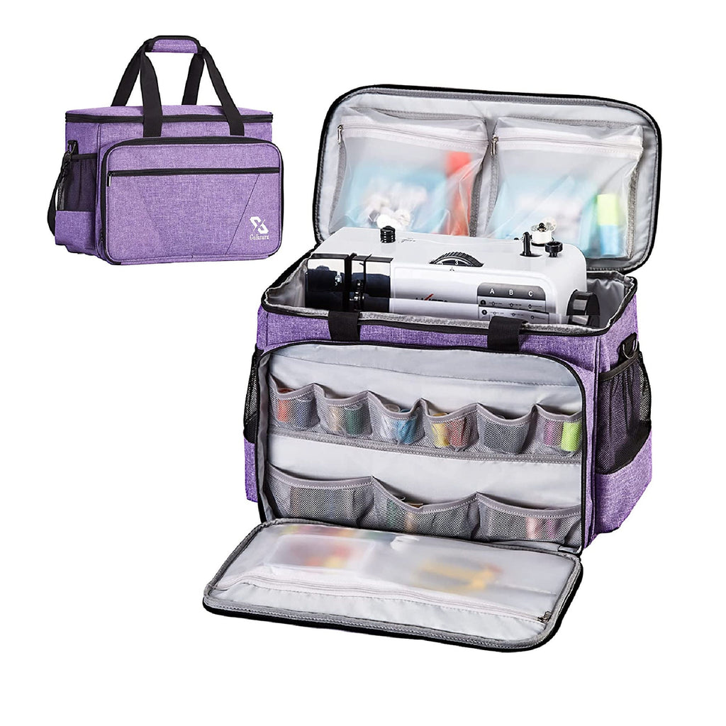 Golkcurx Sewing Machine Case with Removable Padding Pad Tote Bag for Sewing Machine with Shoulder Strap for Most Standard Singer Brother Janome Grey