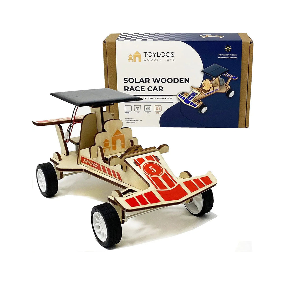 Solar Wooden Race Model Car Kit - STEM Projects for Kids ages 8-12 - D