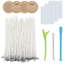 CandMak Candle Wick Kit | 60 Candle Wicks With Wick Stickers | Holders For Wicks And Labels For Candles | 4"+6"+8"