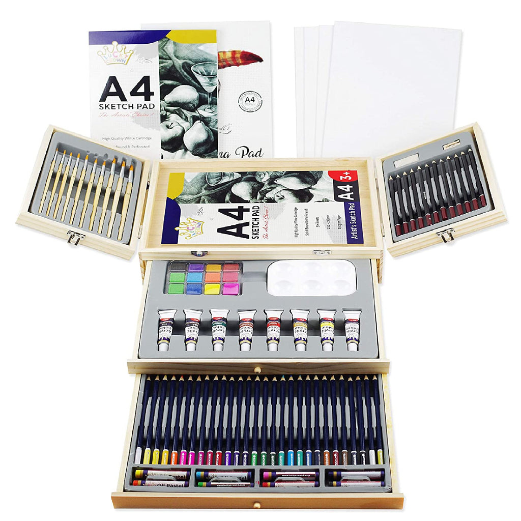 Monaco Fine Arts Deluxe Drawing Set with Easel, 140 Piece Premium