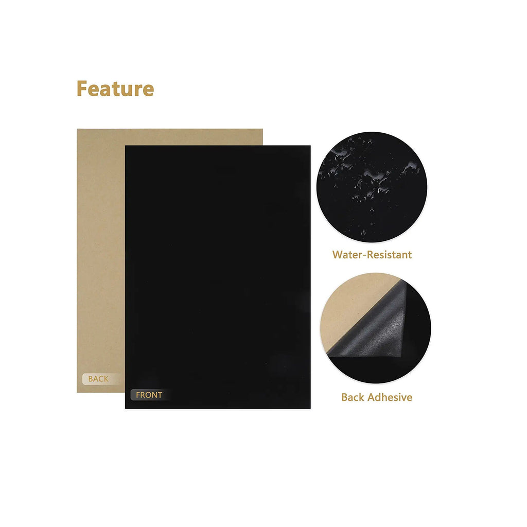 Caydo 12PCS Black Self Adhesive Felt Sheets, Soft Velvet Sticky