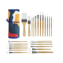 CONDA Paint Brushes Set of 24 Different Shapes Ergonomic Professional Wood Handles with Organizing Case
