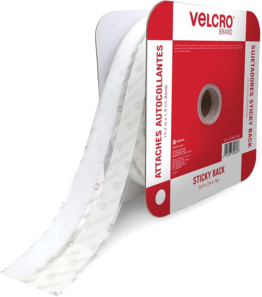VELCRO Brand Sticky Back Tape Bulk Roll 50 ft x 3 4 in White C