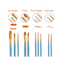 Acrylic Paint Brush Set | 5 Packs / 50 pcs | Nylon Hair Brushes for All Purpose Oil Watercolor Painting