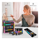 Premium 24 Color Premium Acrylic Paint Set | 1.28Oz (38ml)  | With 6 Nylon Brushes
