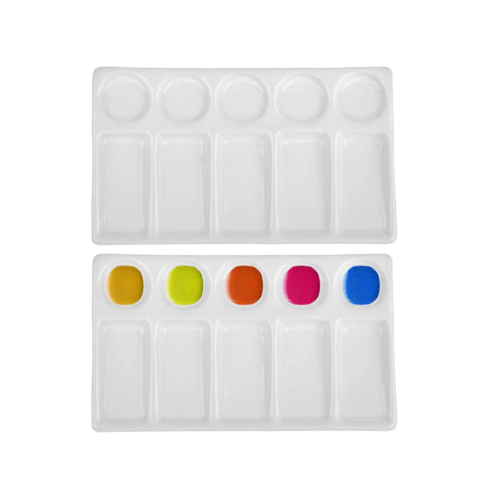 24 Pieces White Paint Plastic Palettes 6 Well Rectangular Watercolor Oil Palette  Painting Tray Artist Craft Palettes