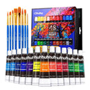 Ohuhu Acrylic Paint Set with 8 Brushes | Ohuhu 48 Colors (12ml each) Acrylic Painting Tubes