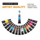 Shuttle Art | Acrylic Paint Set | 15 x 12 Ml Tubes Artist Quality Non | Toxic Rich Pigments