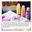 GenCrafts | Poured Neon Acrylic Paint | Set Of 12 Fluorescent Colors