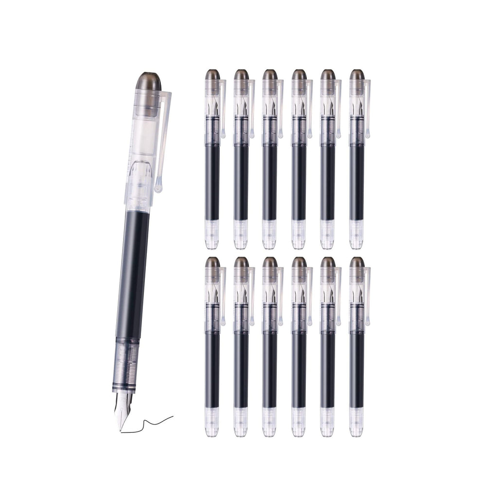12 Pieces Black Disposable Fountain Pens