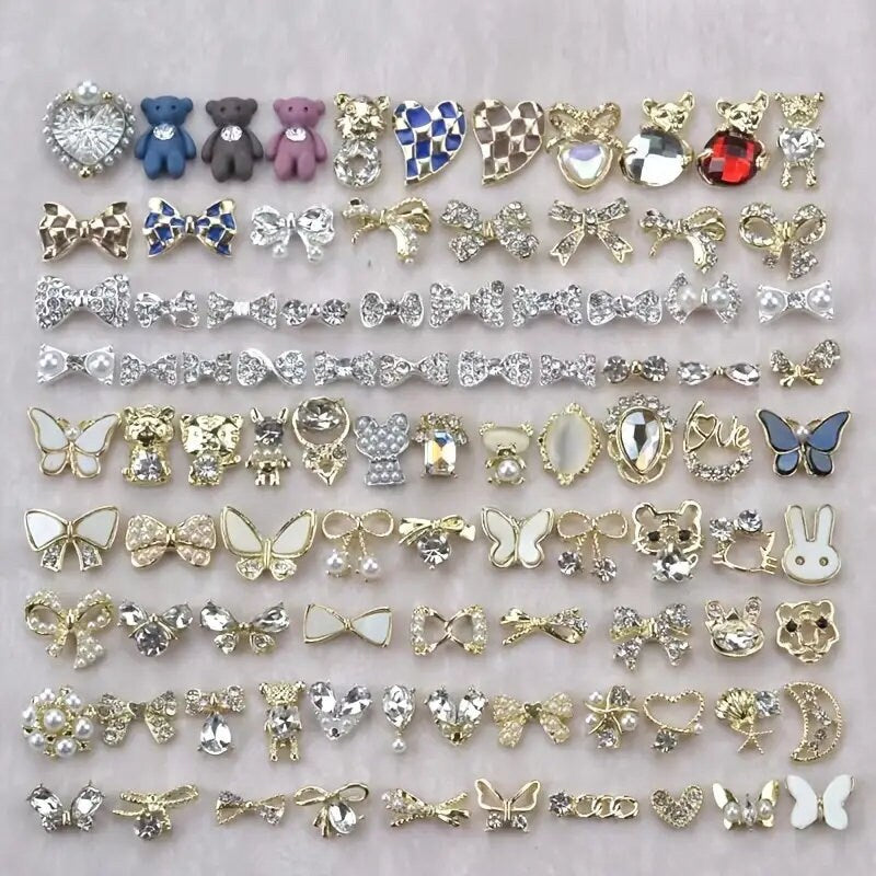 3D Alloy Butterfly Nail Charms 20pcs Metal Butterfly Nail Gems Nail  Rhinestones Shiny Crystal Nail Art Charms Nail Decoration for Nails DIY  Manicure Jewelry Accessories Women Nail Supplies(Silver)