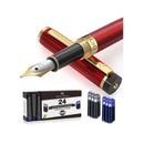 Dryden Designs Fountain Pen | Medium Nib | Includes 24 Ink Cartridges (12 Black 12 Blue) and Ink Refill Converter