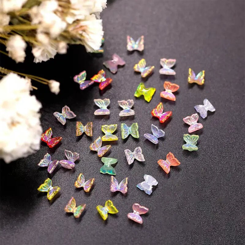 20 Pcs 3D Butterfly Nail Charms Rhinestones For Nail Diamonds Nail Art