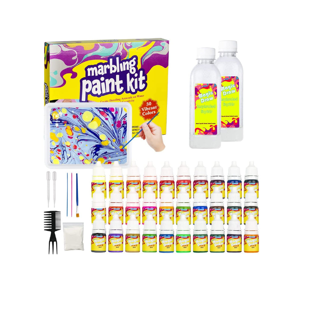 MFJL Marbling Paint crafts Kit for Kids - Arts and crafts for girls & Boys  - Ideas Art Kits for Kids Age 3-5 4-8 8-12 (Paint on