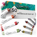GenCrafts | Watercolor Paint Set Of 50 Premium Vibrant Colors | 12ml, 0.406 Oz