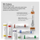 GenCrafts | Watercolor Paint Set Of 50 Premium Vibrant Colors | 12ml, 0.406 Oz